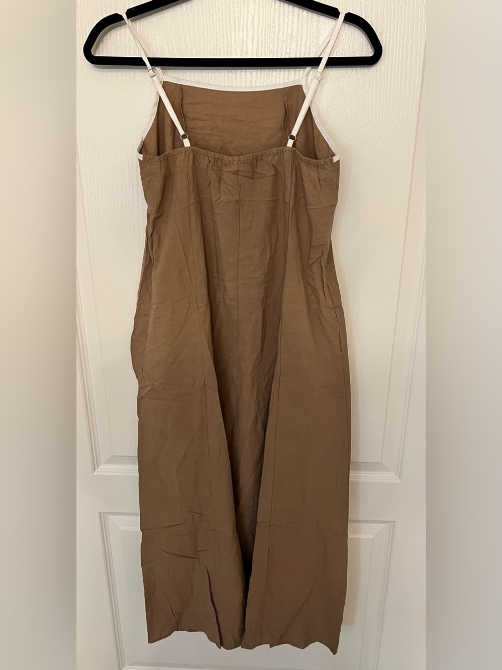 Sleeveless Brown Midi Dress with Spaghetti Straps - Picture 2 of 5